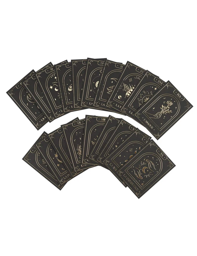 Wahrsage-Kartenset Cosmic Spirit, 20 Karten, Schwarz & Gold, 8 x 11 cm