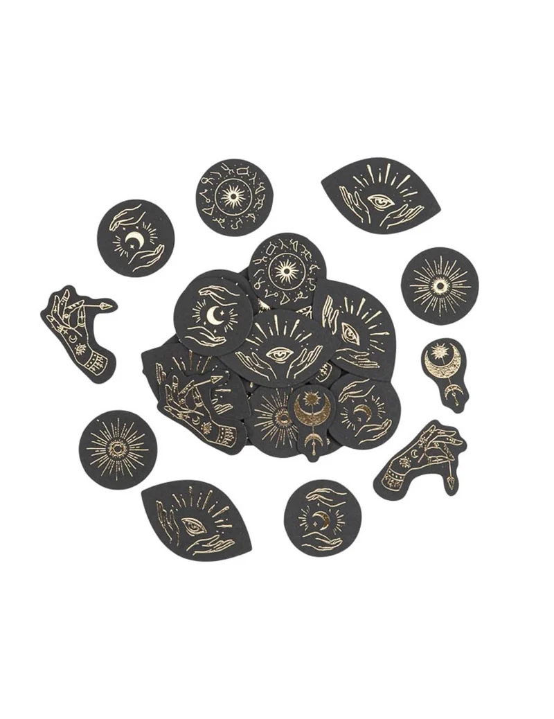 100-teiliges Konfetti-Set Cosmic Spirit, Schwarz & Gold, 1,5–4 cm