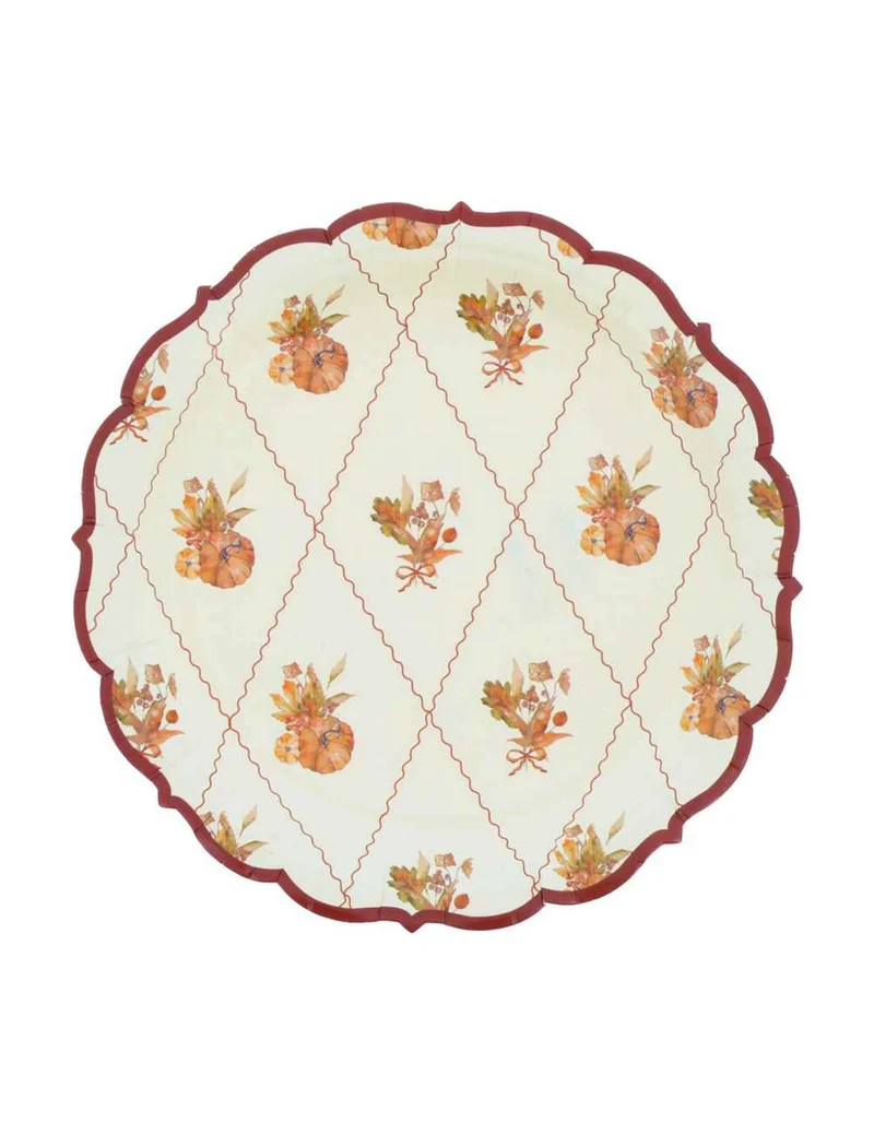 8 Pappteller "Cottage Living" – 18 cm für Herbst-Events