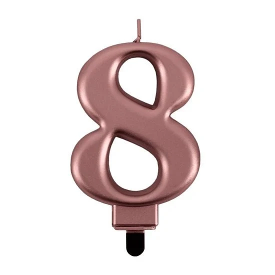 8-Jahres-Kerze, rosa metallic