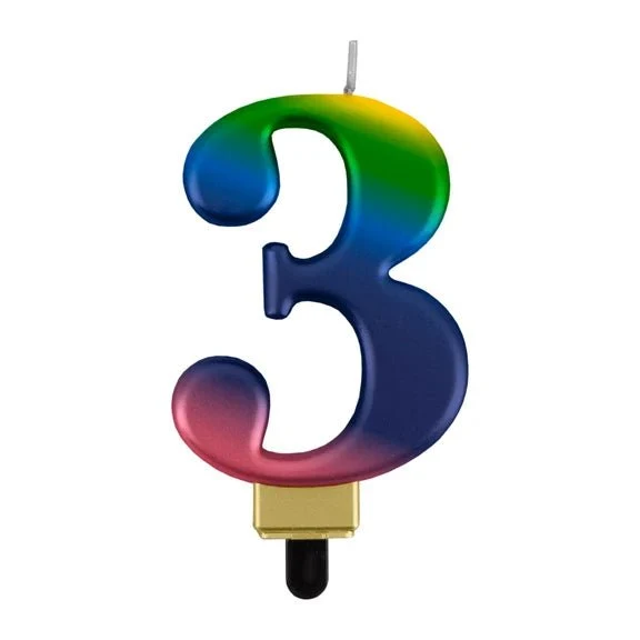 3-Jahres-Kerze „Regenbogen“, 8 cm