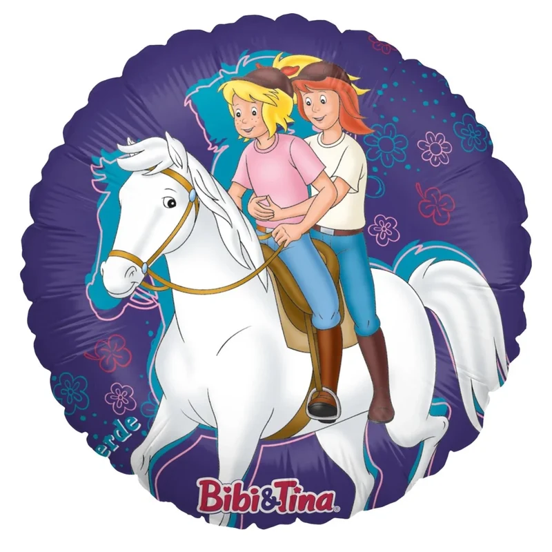 Bibi und Tina Heliumballon, lila, rund, 45 cm