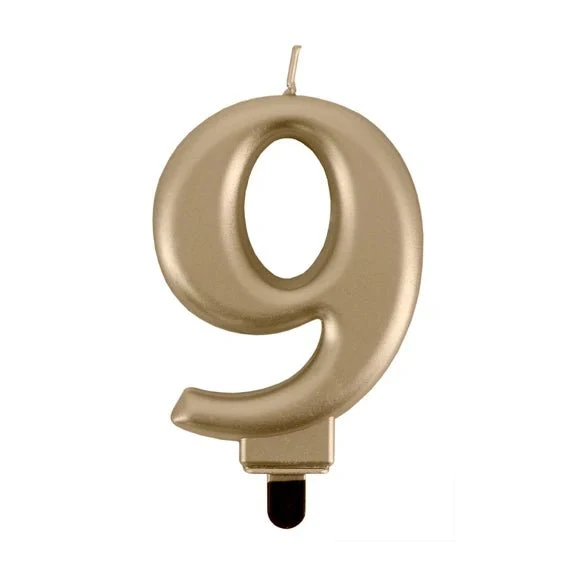 9-Jahre-Kerze, gold, 8 cm