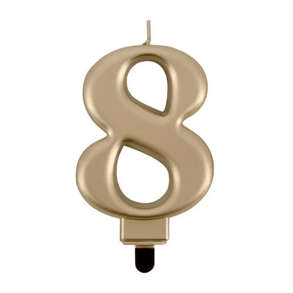 8-Jahres-Kerze, gold, 8 cm