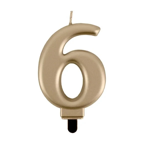 6-Jahres-Kerze, Gold, 8 cm