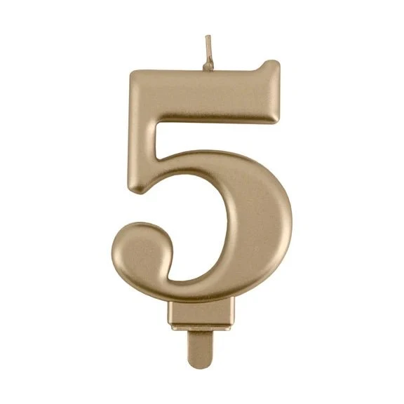 5-Jahres-Kerze, Gold, 8 cm