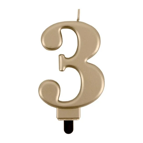 3-Jahres-Kerze, Gold, 8 cm