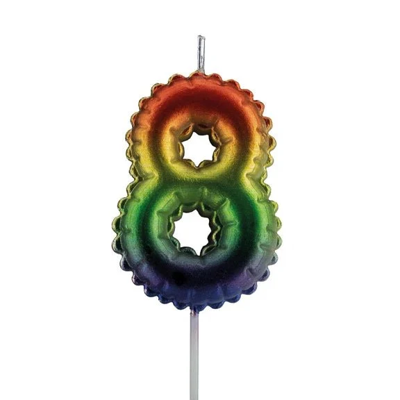 8-Jahres-Kerze „Regenbogen“, 7 cm