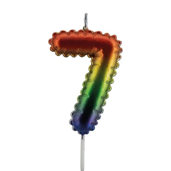 7-Jahres-Kerze „Regenbogen“, 7 cm
