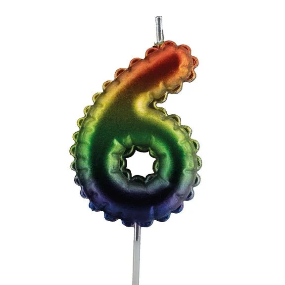 6-Jahres-Kerze „Regenbogen“, 7 cm