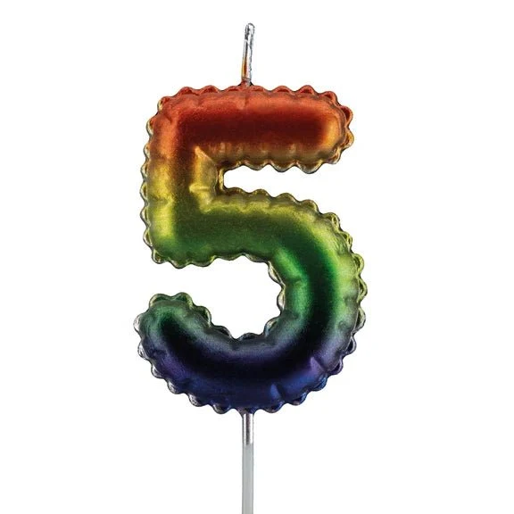 5-Jahres-Kerze „Regenbogen“, 7 cm