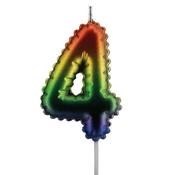 4-Jahres-Kerze „Regenbogen“, 7 cm