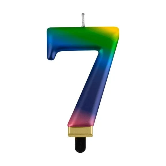 7-Jahres-Kerze „Regenbogen“, 8 cm