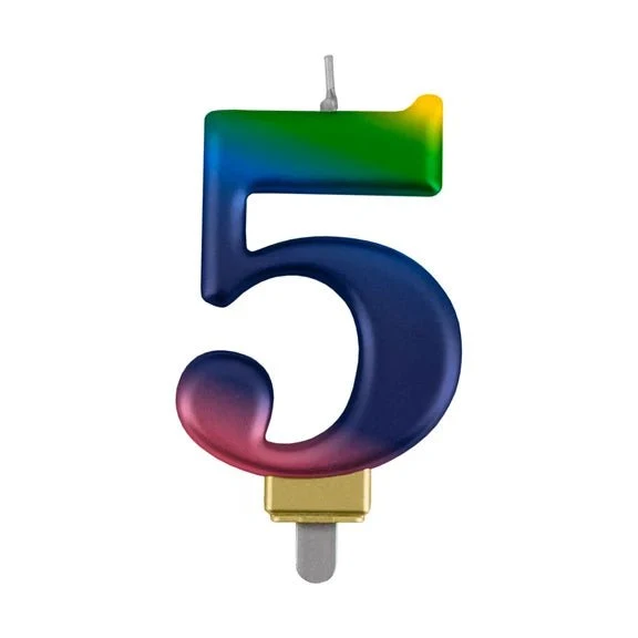 5-Jahres-Kerze „Regenbogen“, 8 cm