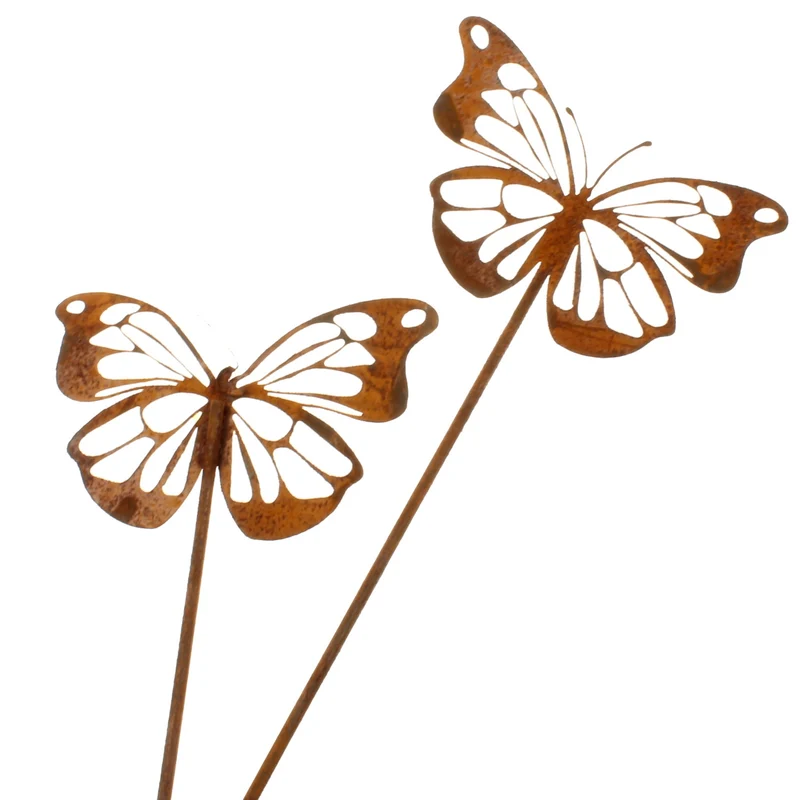 2er Set Gartenstecker Schmetterling Rost