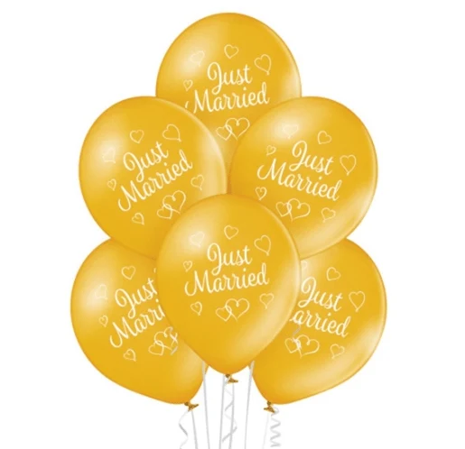 „Just Married“-Ballons, Gold, 30 cm, 10 Stück