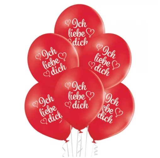 Rote Luftballons „Ich liebe dich“, 30 cm, 10 Stück