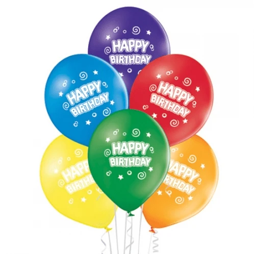Bunte Luftballons „Happy Birthday“, 30 cm, 10 Stück