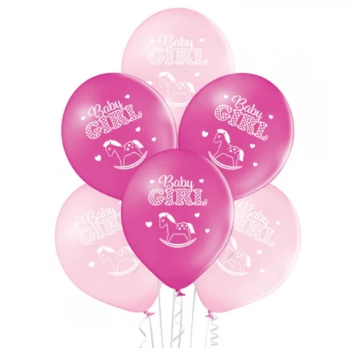 Rosa Luftballons „Baby Girl“, 30 cm, 10 Stück