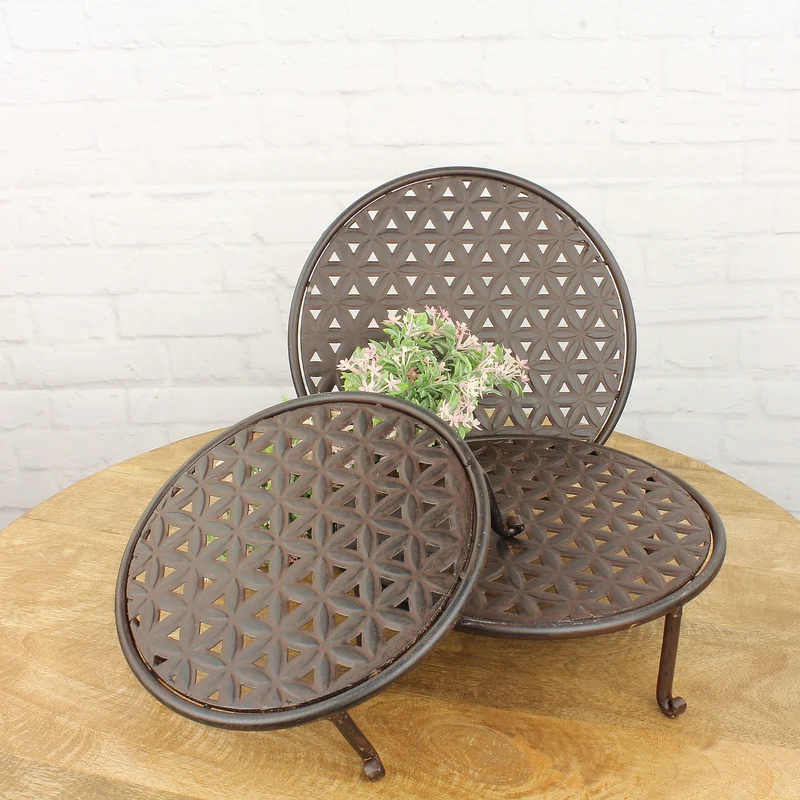 3er Set Blumentopfhalter rund Metall