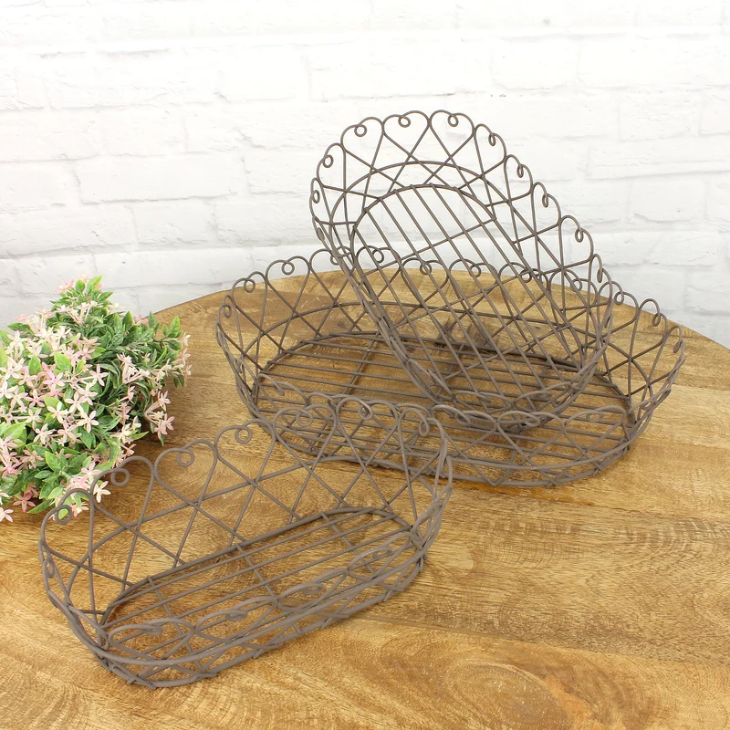 3er Set Metallkörbe Braun SML