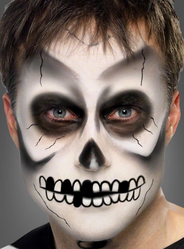 Skelett Make-up Schmink-Set schwarz-weiß