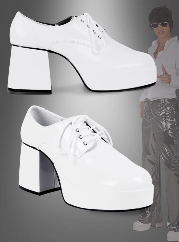 Weiße Plateau Schuhe für Herren 70er Jahre