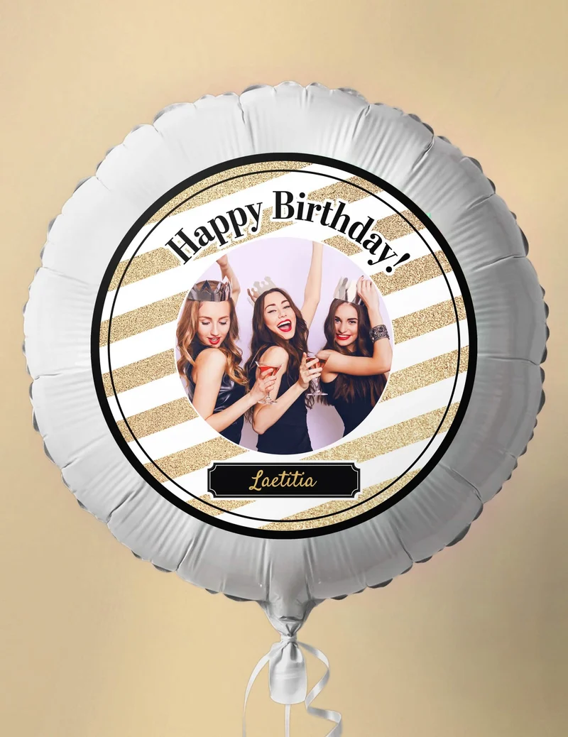 Ballon aluminium personnalisable Noir et or 50 cm