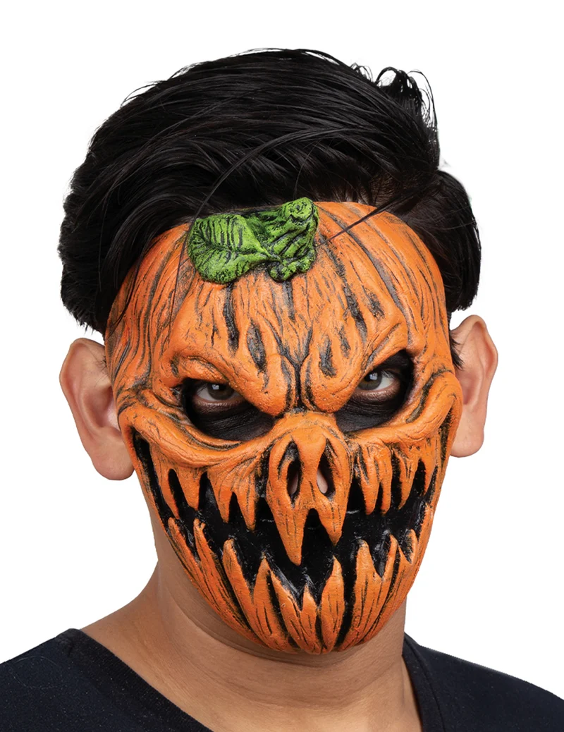 Demi-masque citrouille hantée adulte