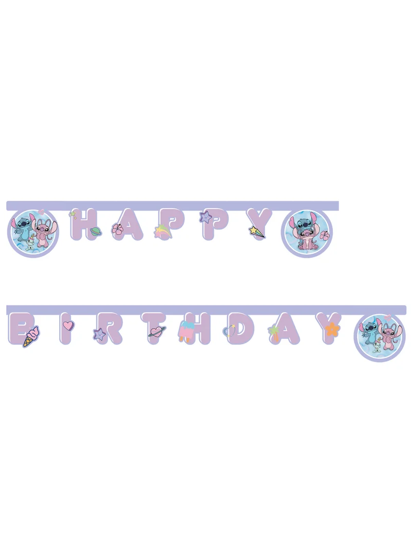 Guirlande articulée Happy Birthday Angel et Stitch™ 200 cm