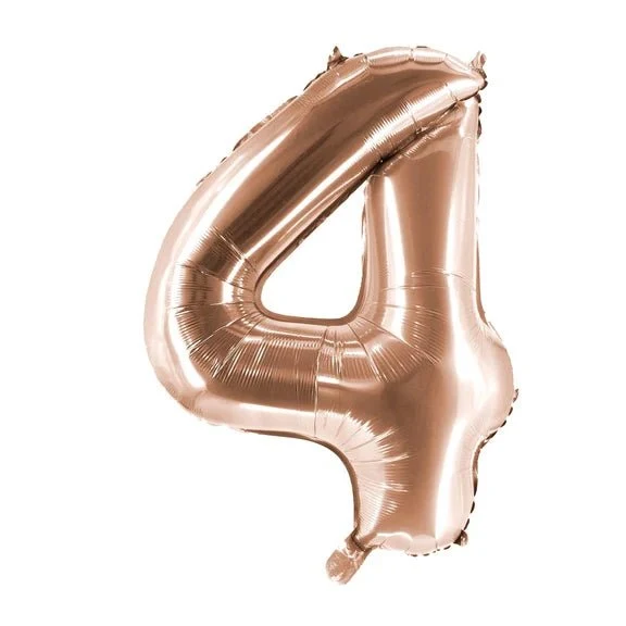 4-Jahres-Zahlenballon in Roségold, leer, 1 m