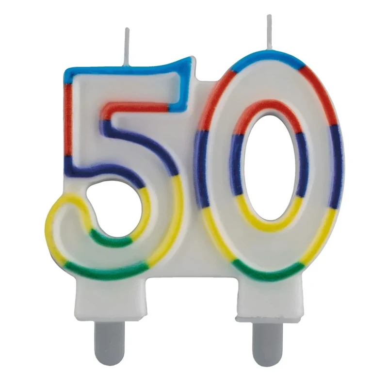 50 Jahre Kerze mit farbigem Rand, 7 cm