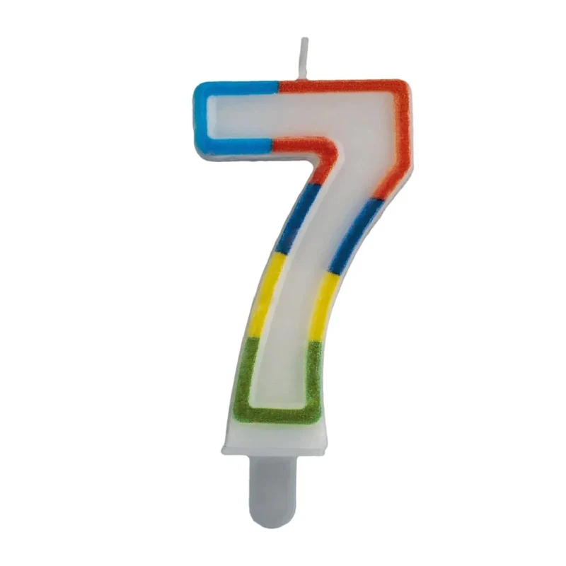 7-Jahres-Kerze mit farbigem Rand, 7 cm