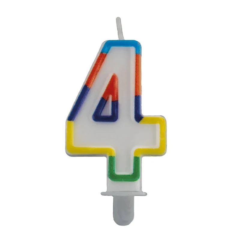 4-Jahres-Kerze mit farbigem Rand, 7 cm
