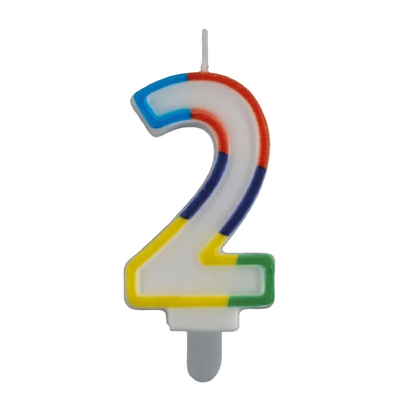 2-Jahres-Kerze mit farbigem Rand, 7 cm
