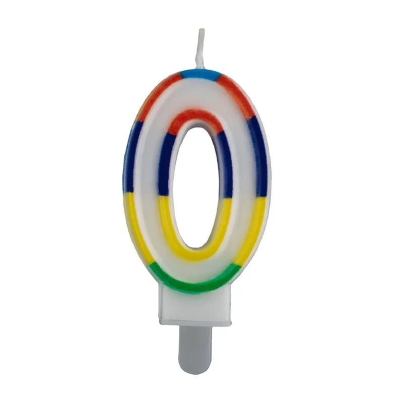 0-Jahres-Kerze mit farbigem Rand, 7 cm