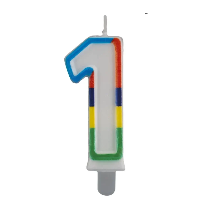 1-Jahres-Kerze mit farbigem Rand, 7 cm