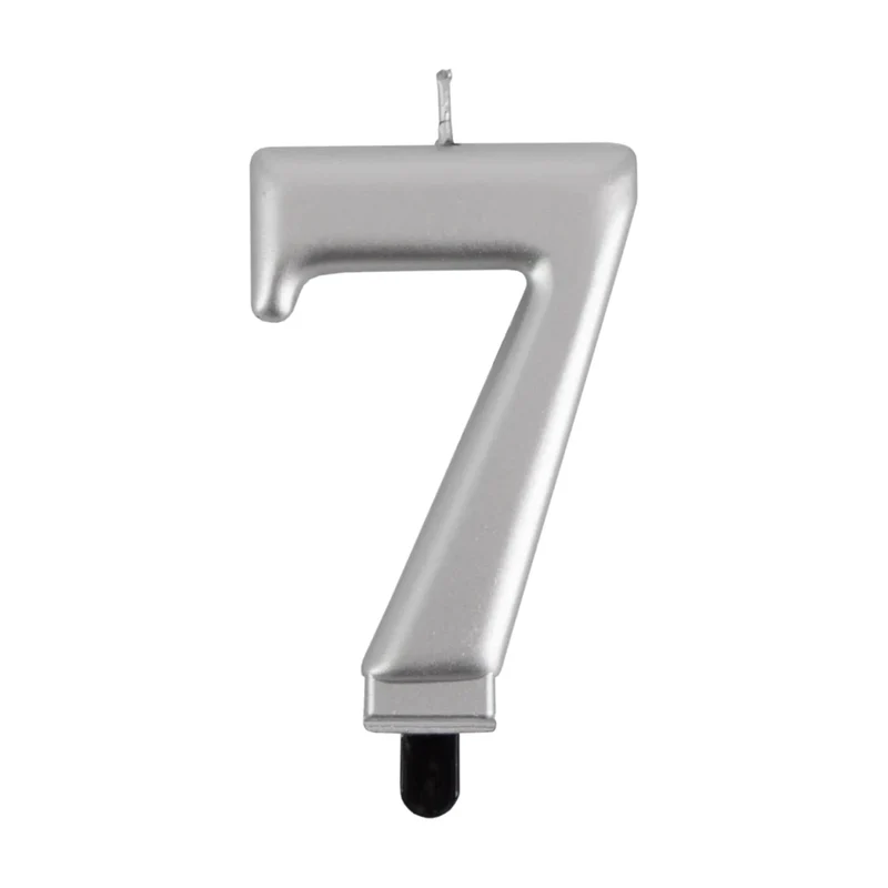 7-Jahres-Kerze, silbermetallic, 7 cm