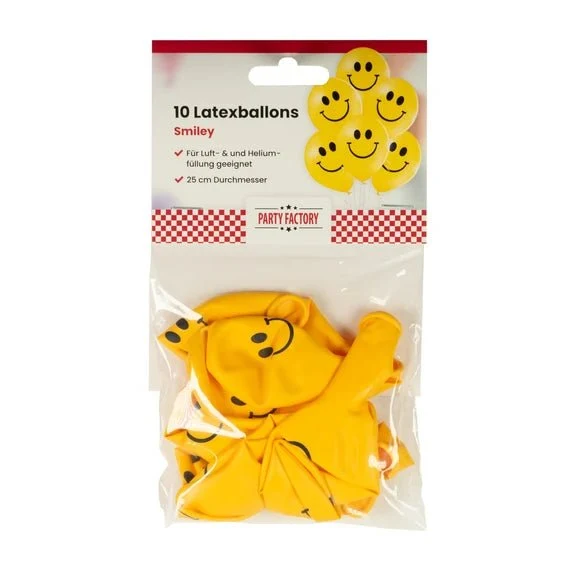 Smiley-Ballons 30 cm, 10 Stück