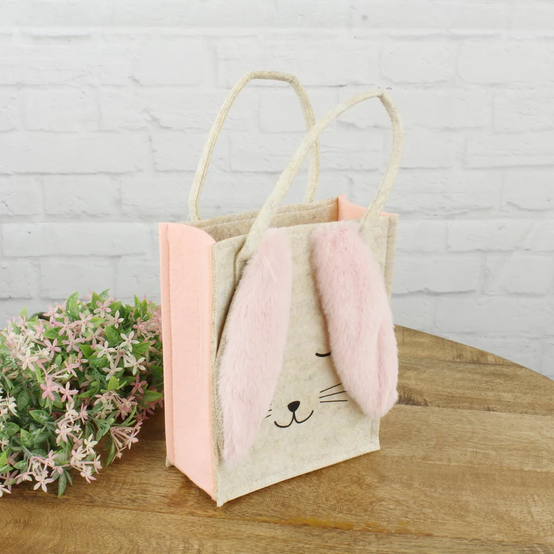 Filztasche Hase Beige Rosa 20 cm