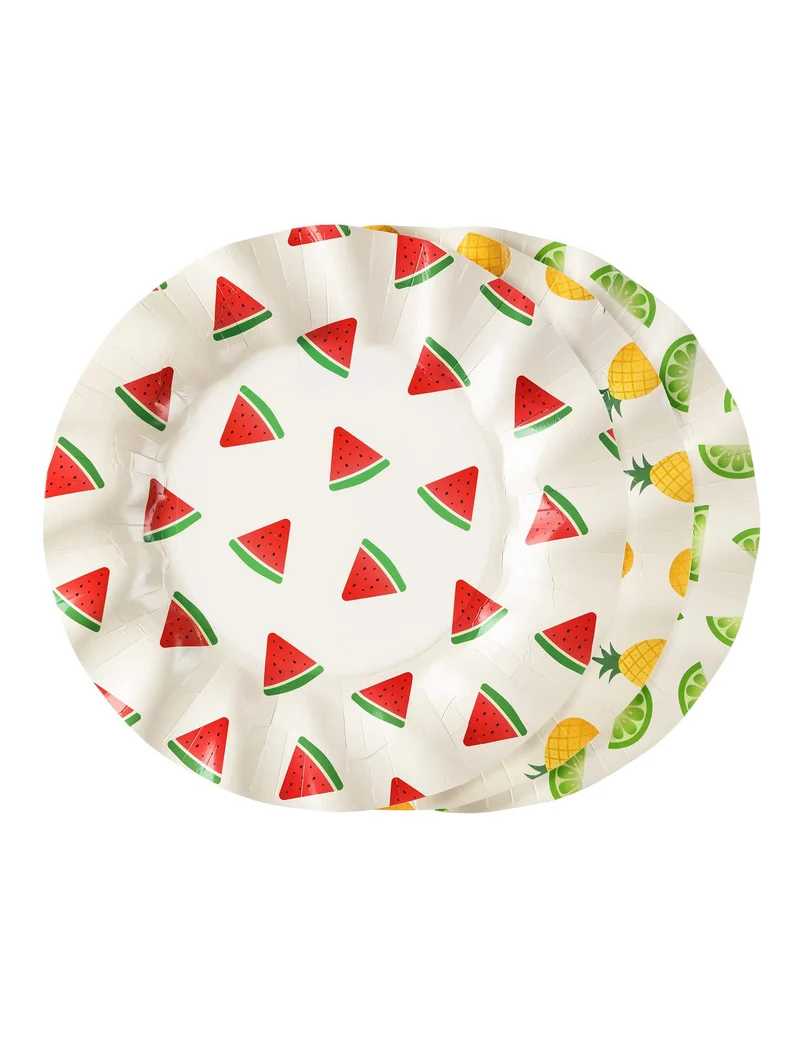 6 Sommerliche Obst-Teller aus Pappe 20,5 cm