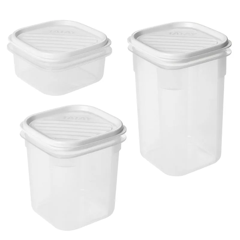 3er Set Frischhaltedose weiß 0,3 L, 0,7 L & 1 L