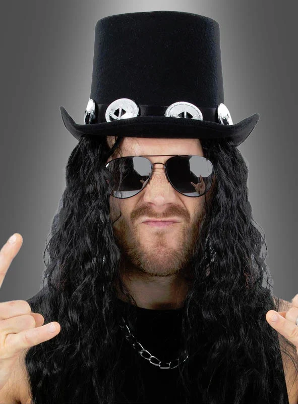 Rockstar Zylinder mit Haaren & Brille