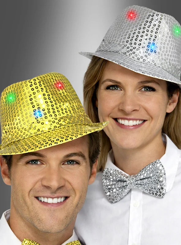 Trilby Hut mit LED silber oder gold