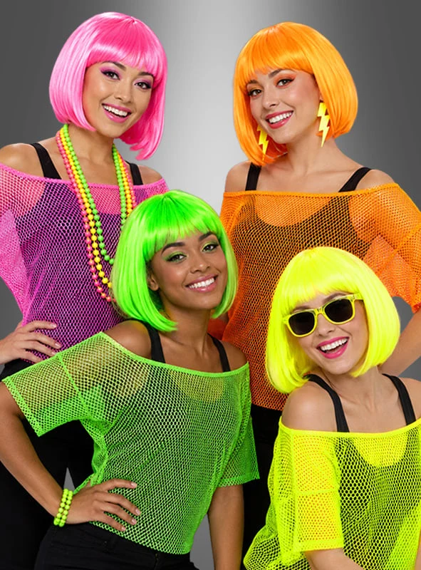 Waschbare Netzshirts Neonfarben der 80er Jahre