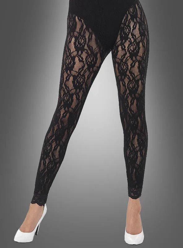 Romantische Spitzenleggings schwarz