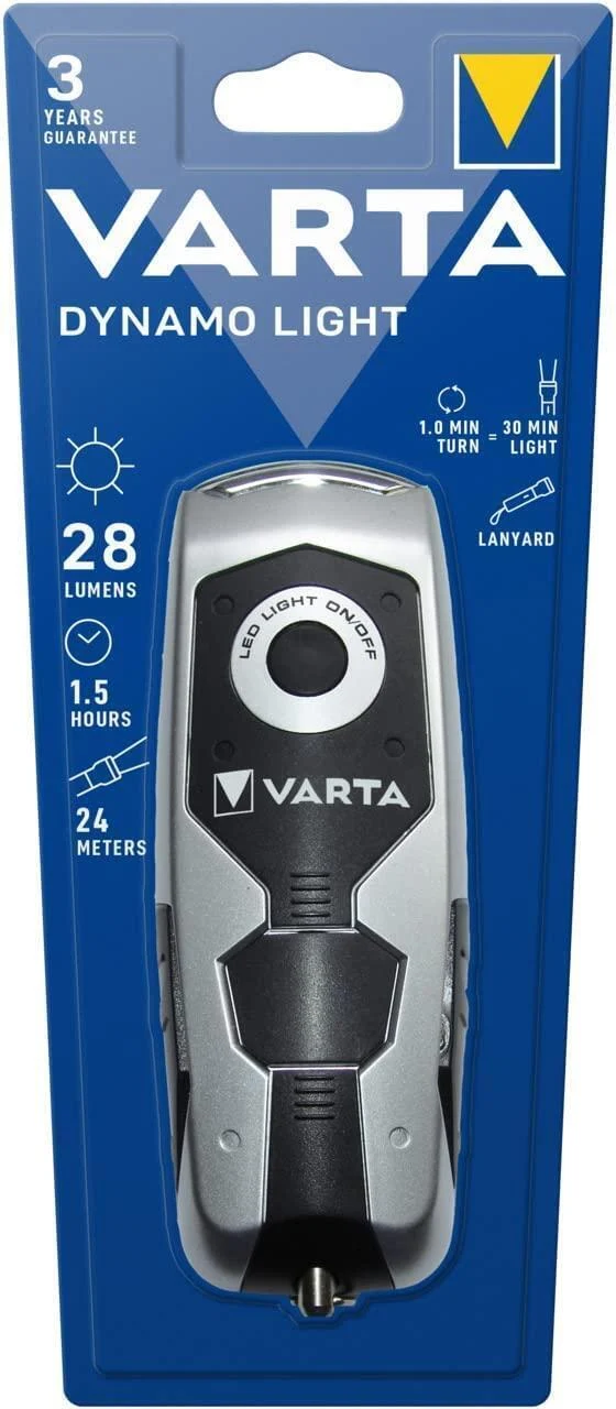 Varta LED Dynamo Taschenlampe. Sehr lange Ausdauer, extrem hell. Immer einsatzbereit. Batterielos.