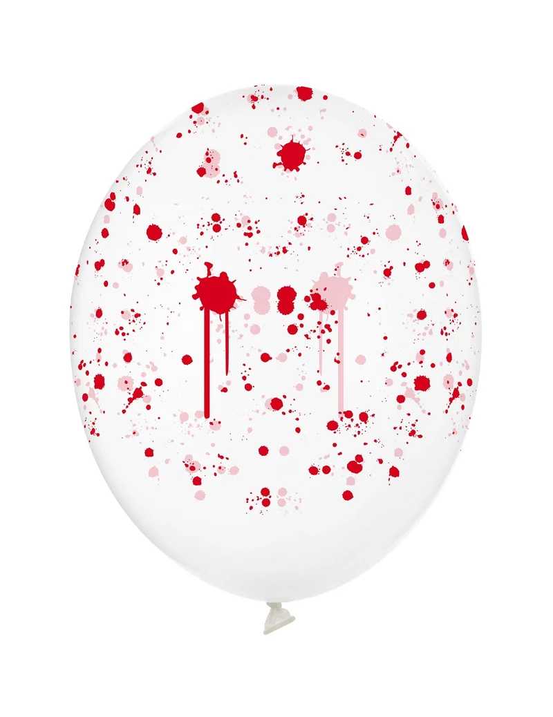 50er Pack Klarsicht-Latexballons mit blutigen Spritzern 30 cm