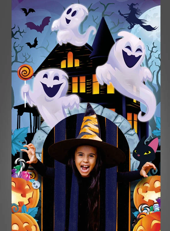 Süße Halloween Türverkleidung 145x240cm Geisterhaus