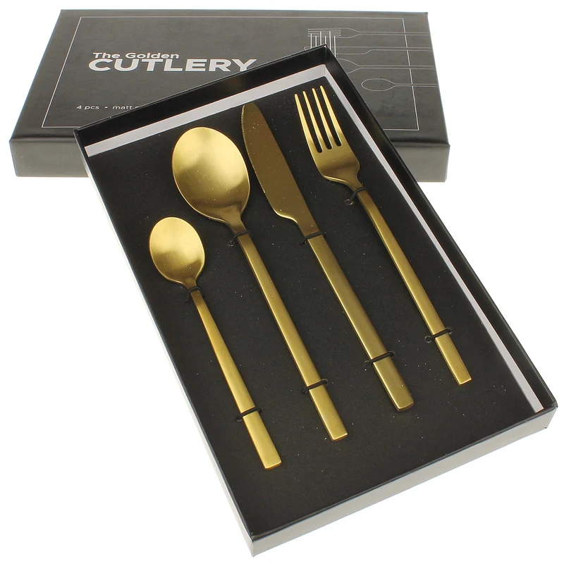Besteckset 4teilig gold matt